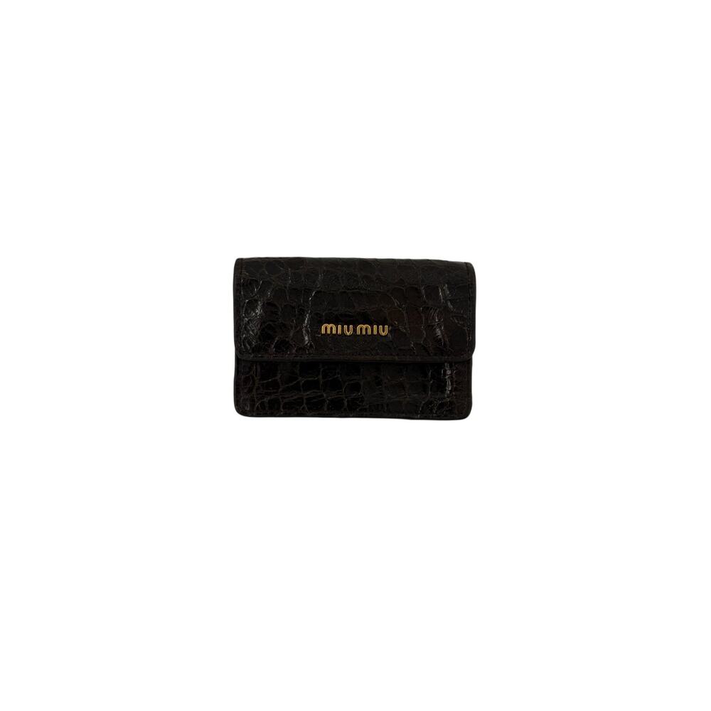 Mim104: Miu Miu Bi-Fold Wallet In Black Crocodile… - image 5